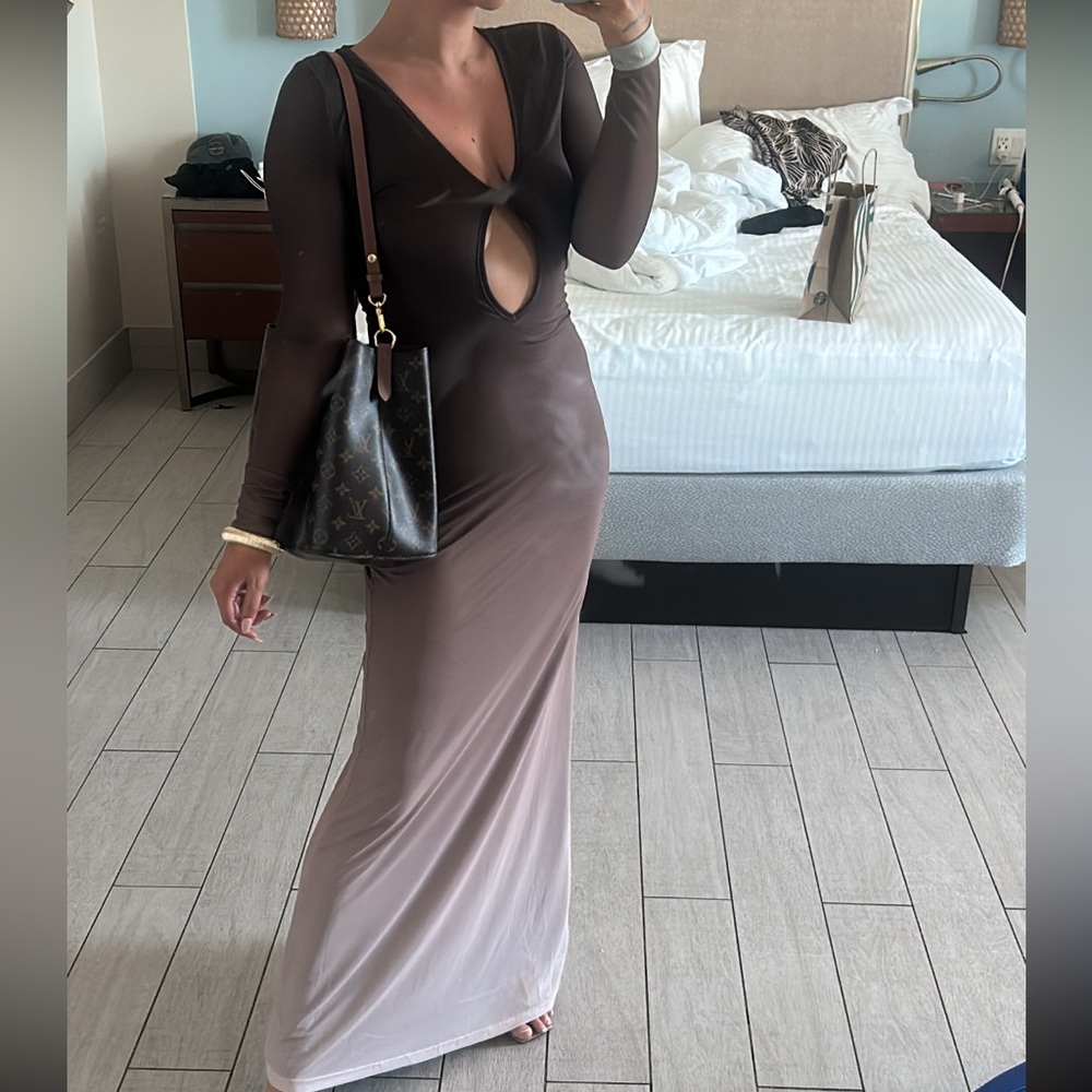 12th Tribe Chocolate Brown Long Sleeve Dress
